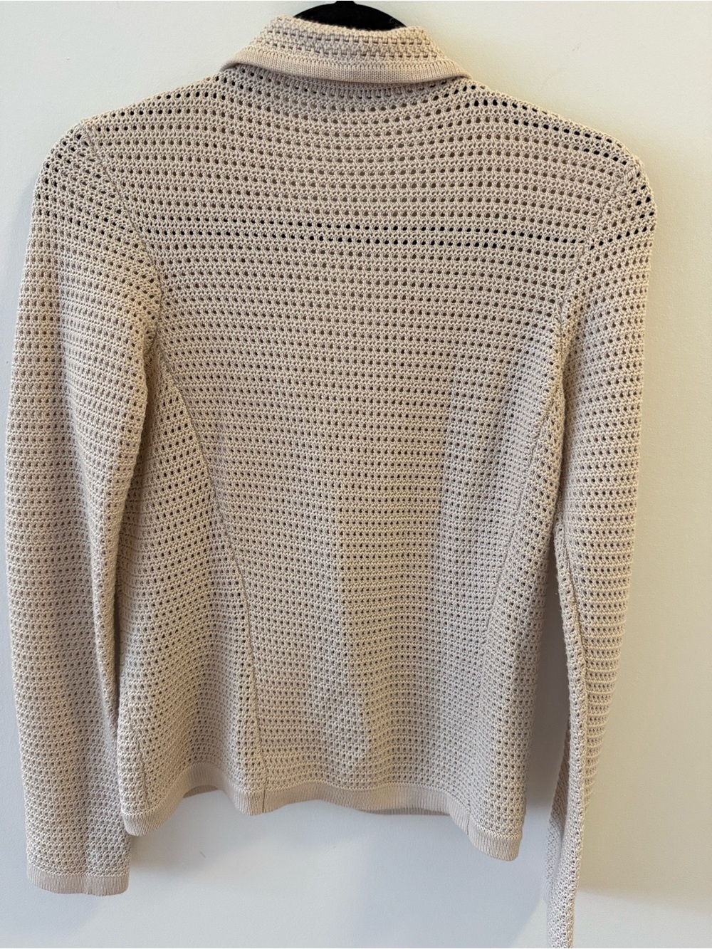 Les Copains Blue Cotton Open Stitch Sweater Blazer in Beige. Size IT 42. - Picture 2 of 5